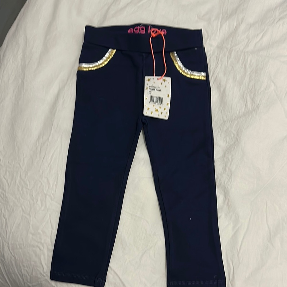 Egg Collective Blue and Silver Leggings with Textured Fabric